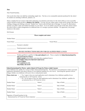 School Supply Fee Payment Notice