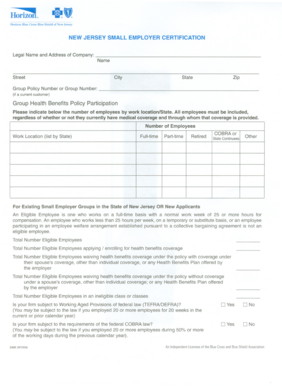 New Jersey Small Employer Certification