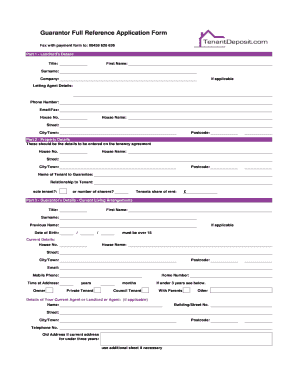 Guarantor Full Reference Application Form