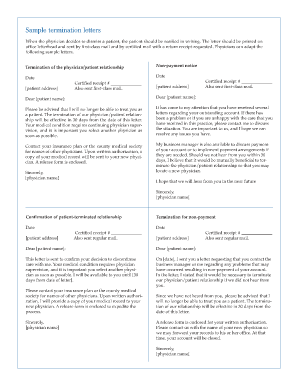 Letter of termination - Sample termination letters - TMLT - Harris County Medical Society - hcms