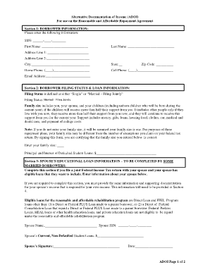 Alternative Documentation of Income Form