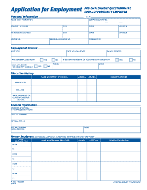 Employment Application Form