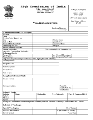 India Visa Application Form