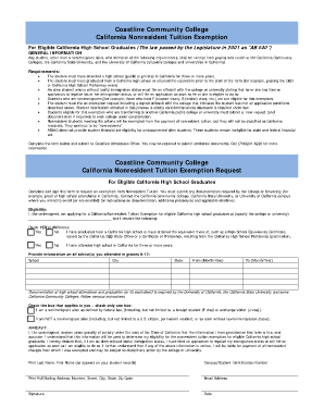 California Nonresident Tuition Exemption Request