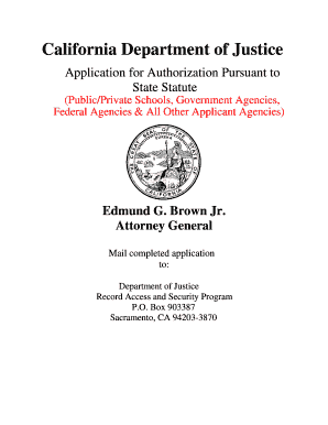 California Criminal Record Information Authorization Application
