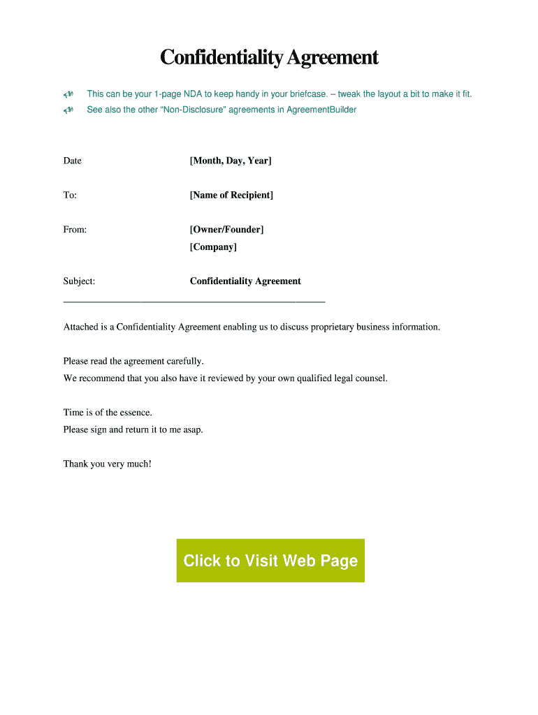 One Page Nda - Fill Online, Printable, Fillable, Blank  pdfFiller For unilateral non disclosure agreement template