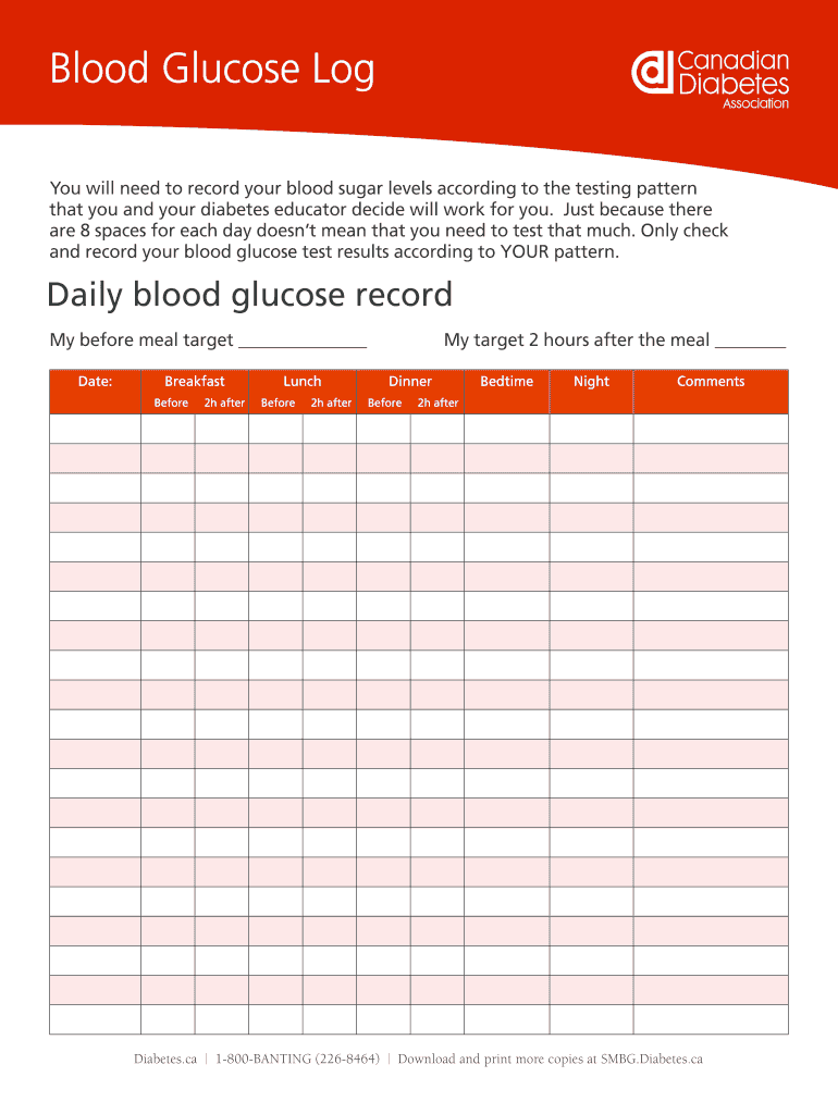 Printable Blood Sugar Record - Fill Online, Printable, Fillable, Blank