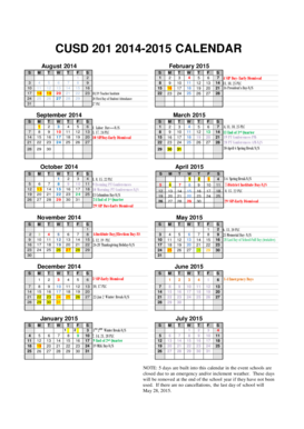 School calendar creator - 2014-15 Calendar TEMPLATE - Community Unit School District 201