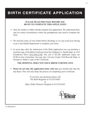 Georgia Birth Certificate Application