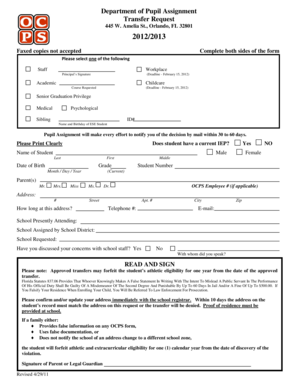 Florida Student Transfer Request Form