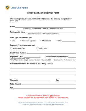 Credit Card Authorization Form