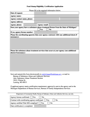 Food Stamp Eligibility Certification Application