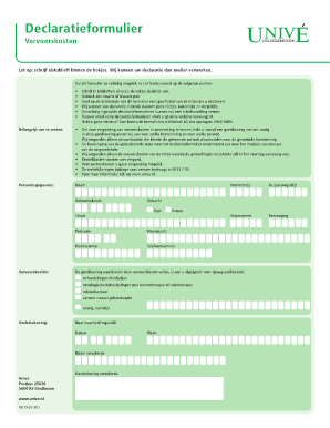 Declaratieformulier vervoerskosten