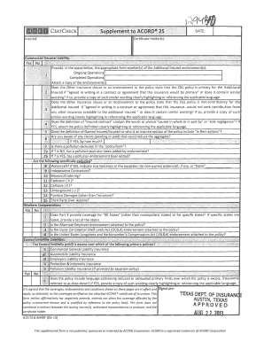 Commercial General Liability Insurance Certificate