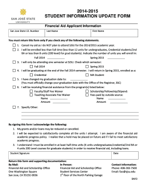 Student Information Update Form