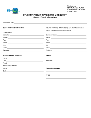 Student Film Permit Application