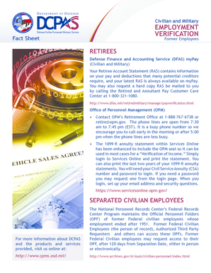 Previous employment verification letter - Employment Verification Fact Sheet for former employees - Defense ... - cpms osd