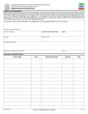 Missouri Medication Authorization Form