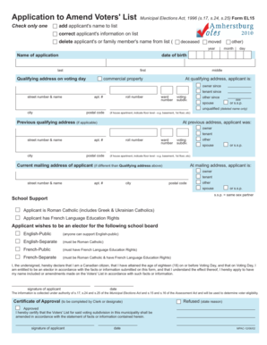 Voter Registration Amendment Form