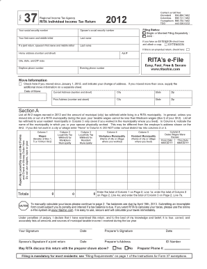 Ohio Individual Income Tax Return 2012