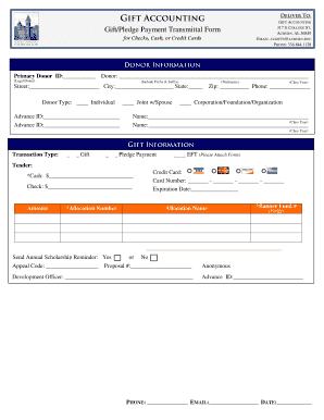 Gift Accounting Payment Transmittal Form