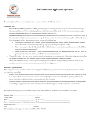 Self-Certification Application Agreement