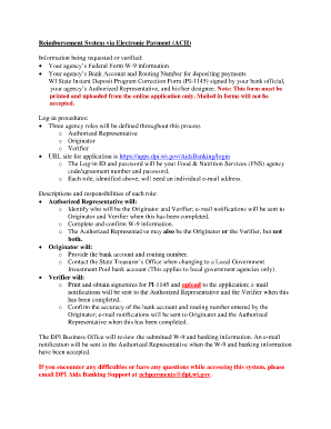 Wisconsin ACH Payment Reimbursement Form