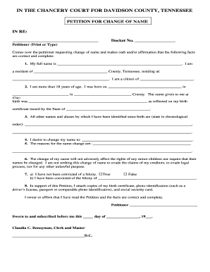 Tennessee Name Change Petition