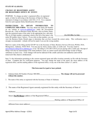 Alabama Change of Registered Agent Form