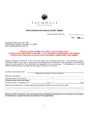 California Special Event Permit Application