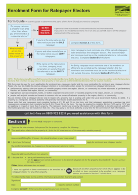 Ratepayer Elector Enrolment Form