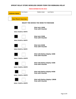 Sprint Relay Store Wireless Order Form for Nebraska Relay