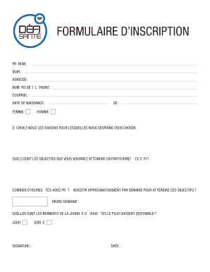 Formulaire d’inscription
