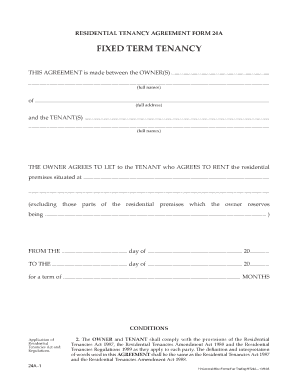 Residential Tenancy Agreement Form 24A