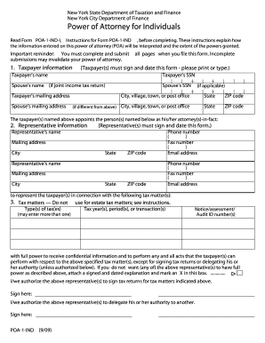 New York Power of Attorney for Individuals