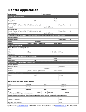 Rental Application Form