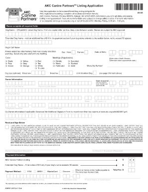 AKC Canine Partners Listing Application