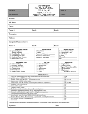 Fire Marshal Permit Application