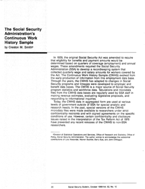 Employment history sample - The Social Security Administration's Continuous Work History Sample - ssa