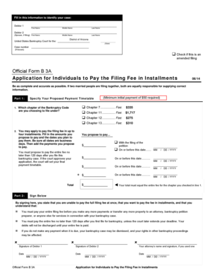 US Bankruptcy Court Form B3A