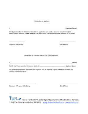 RCAI Class 2 Digital Signature Certificate Application Form