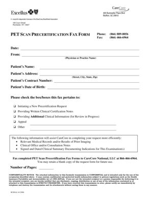 PET Scan Precertification Request Form