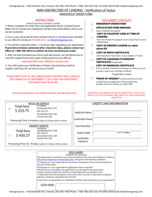 Immigration Canada Verification of Status Form