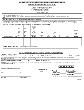 Employment verification form - fulton county schools verification of employment