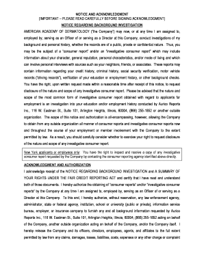 Background Investigation Notice and Authorization