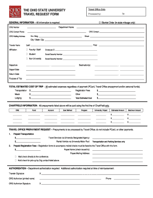 Ohio State University Travel Request Form