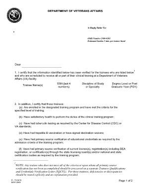 VA Trainee Qualifications Verification Form