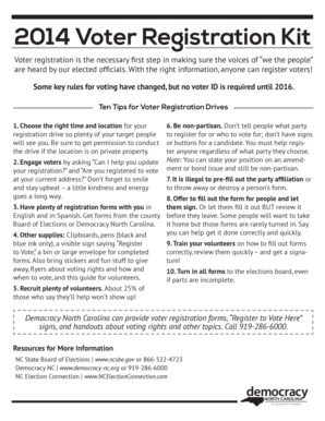 North Carolina Voter Registration Form