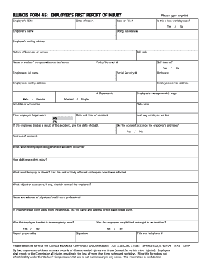 Employee accident form template - illinois form 45 printable