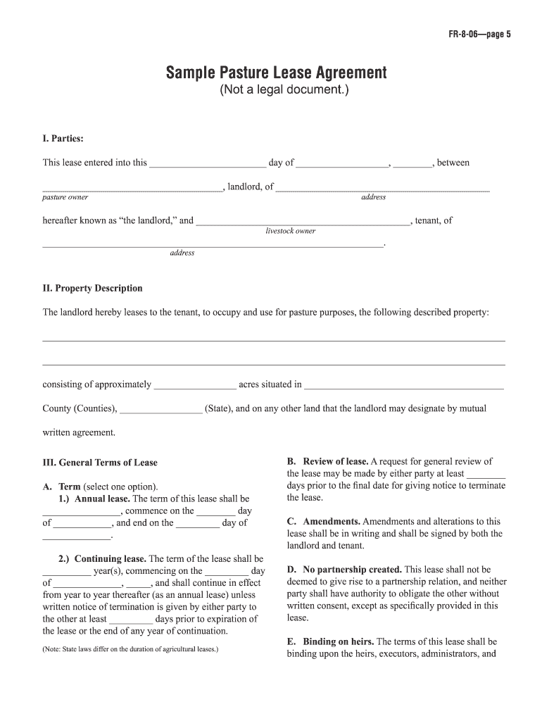 Simple Pasture Lease Agreement Form Printable Form, Templates and Letter